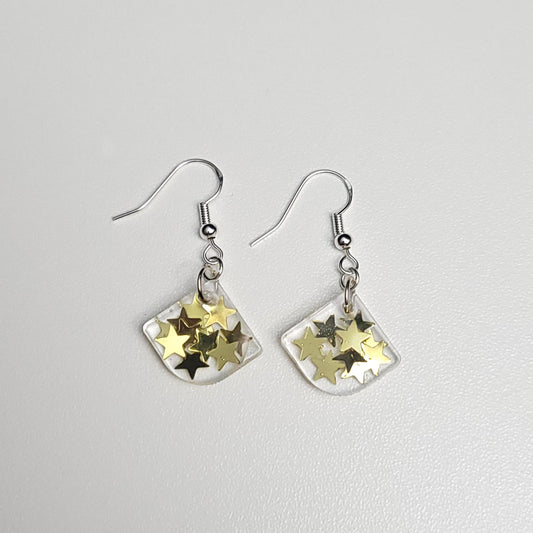 Star sequins resin earrings - test sample - Maker's One Takers