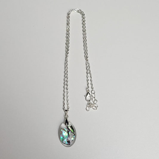 Paua oval resin necklace - test sample - Maker's One Takers