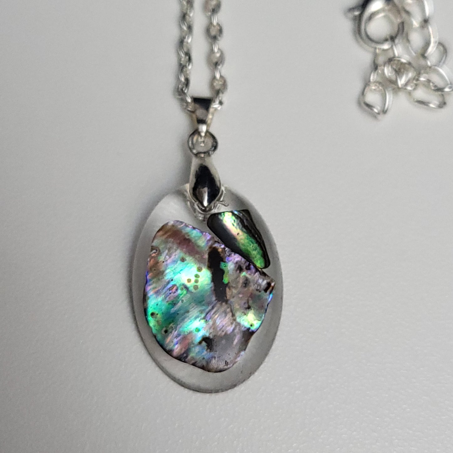 Paua oval resin necklace - test sample - Maker's One Takers