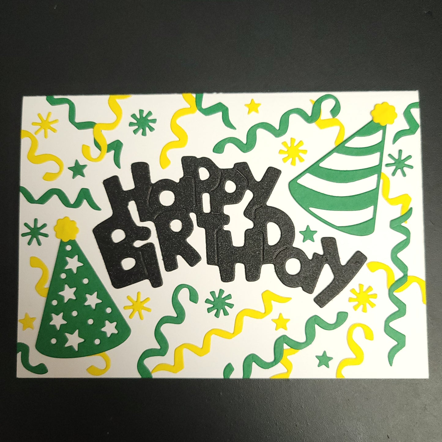Party Hats and Streamers Happy Birthday blank cards