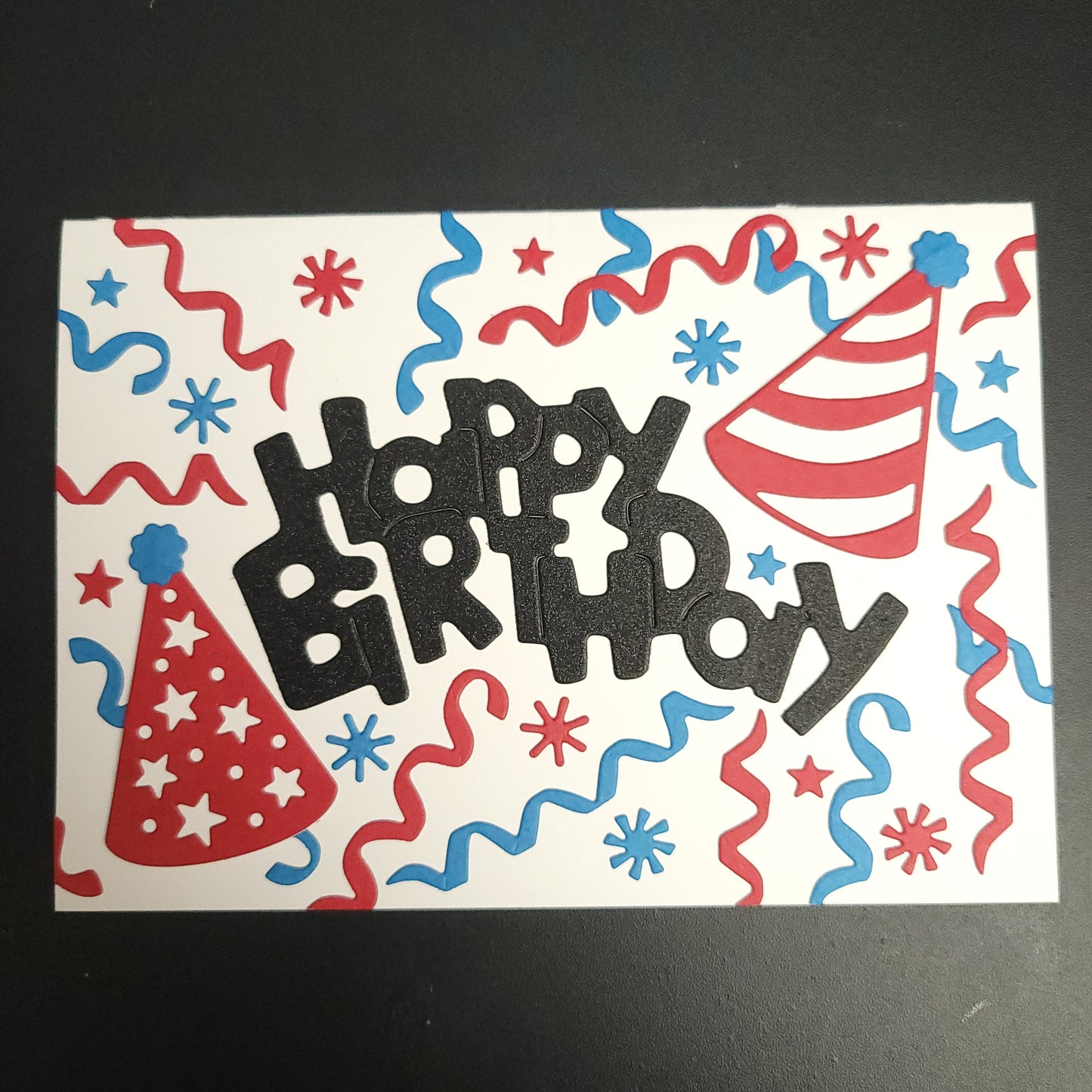 Party Hats and Streamers Happy Birthday blank cards