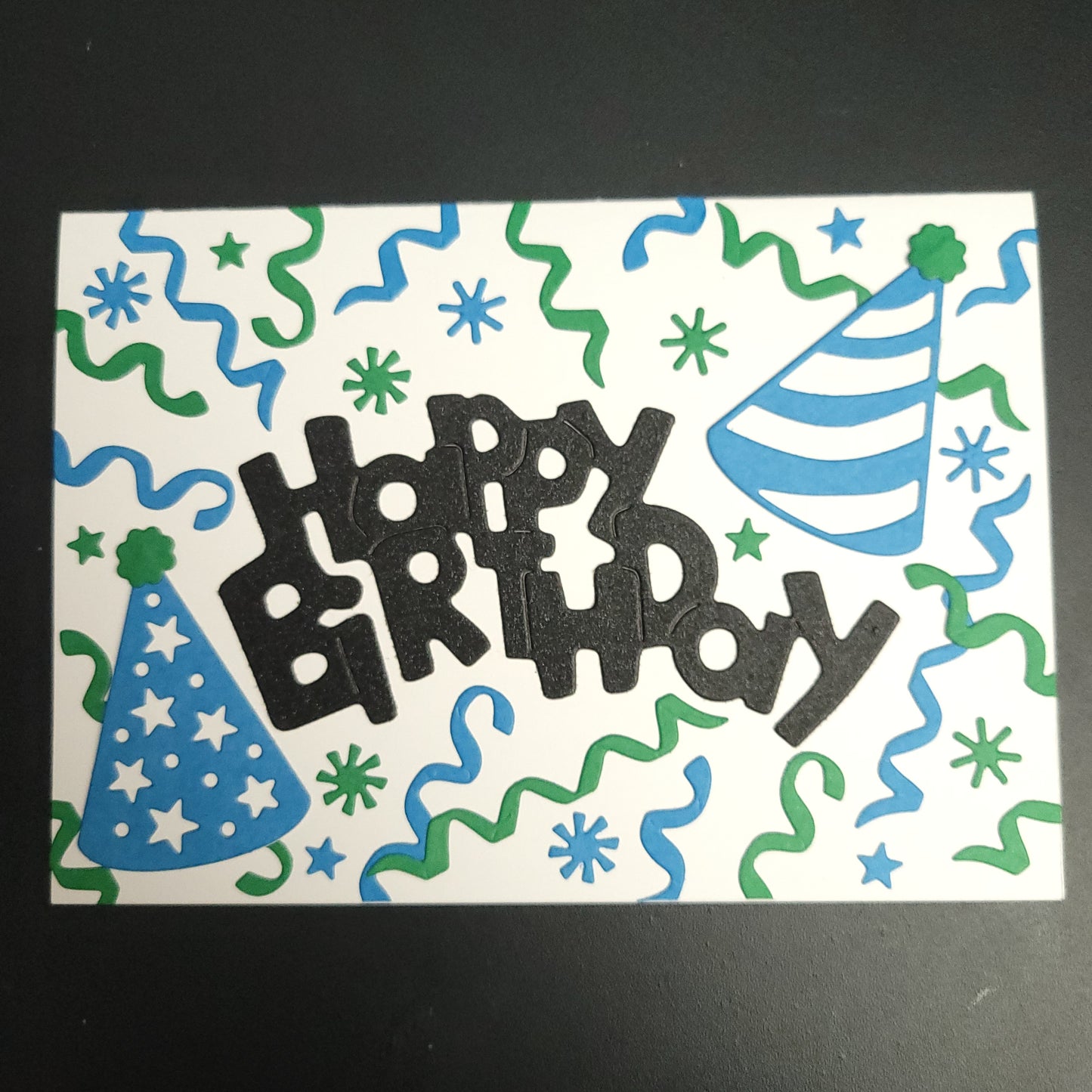 Party Hats and Streamers Happy Birthday blank cards