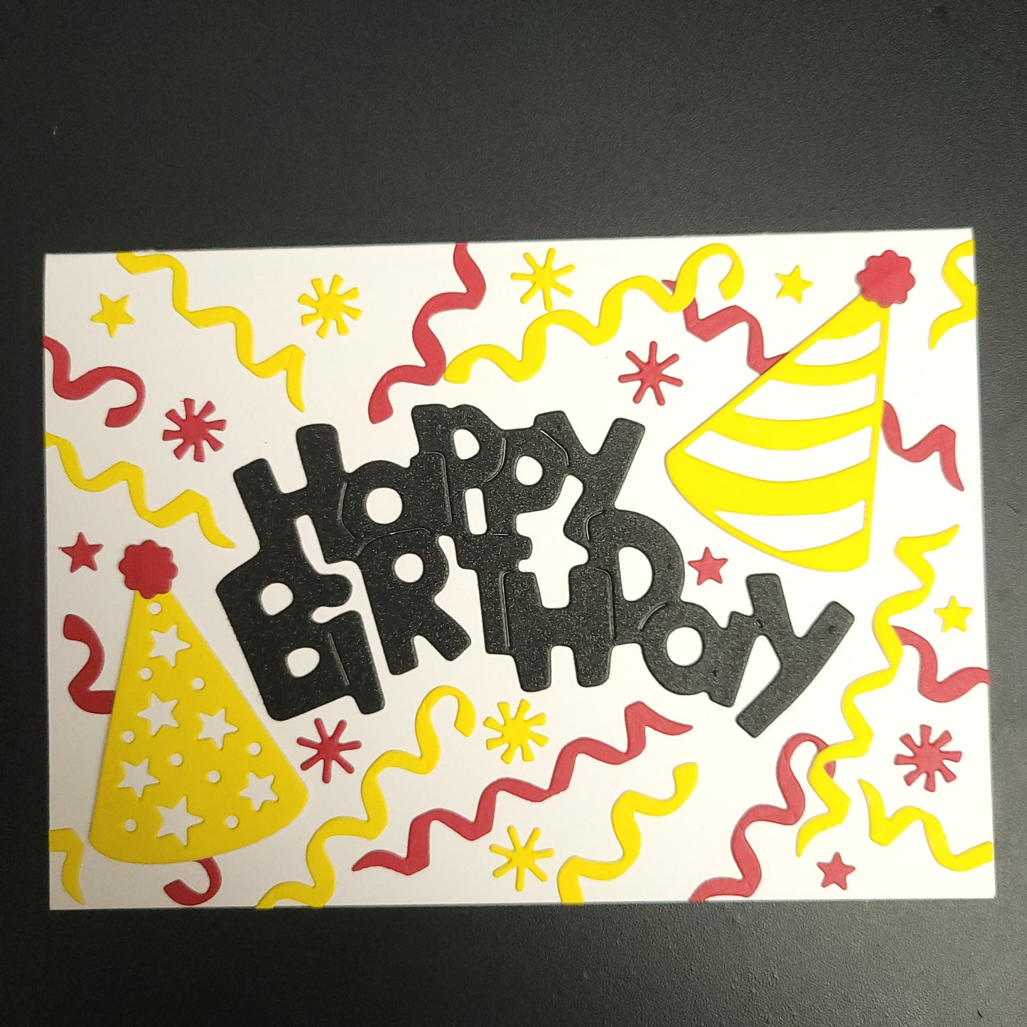 Party Hats and Streamers Happy Birthday blank cards