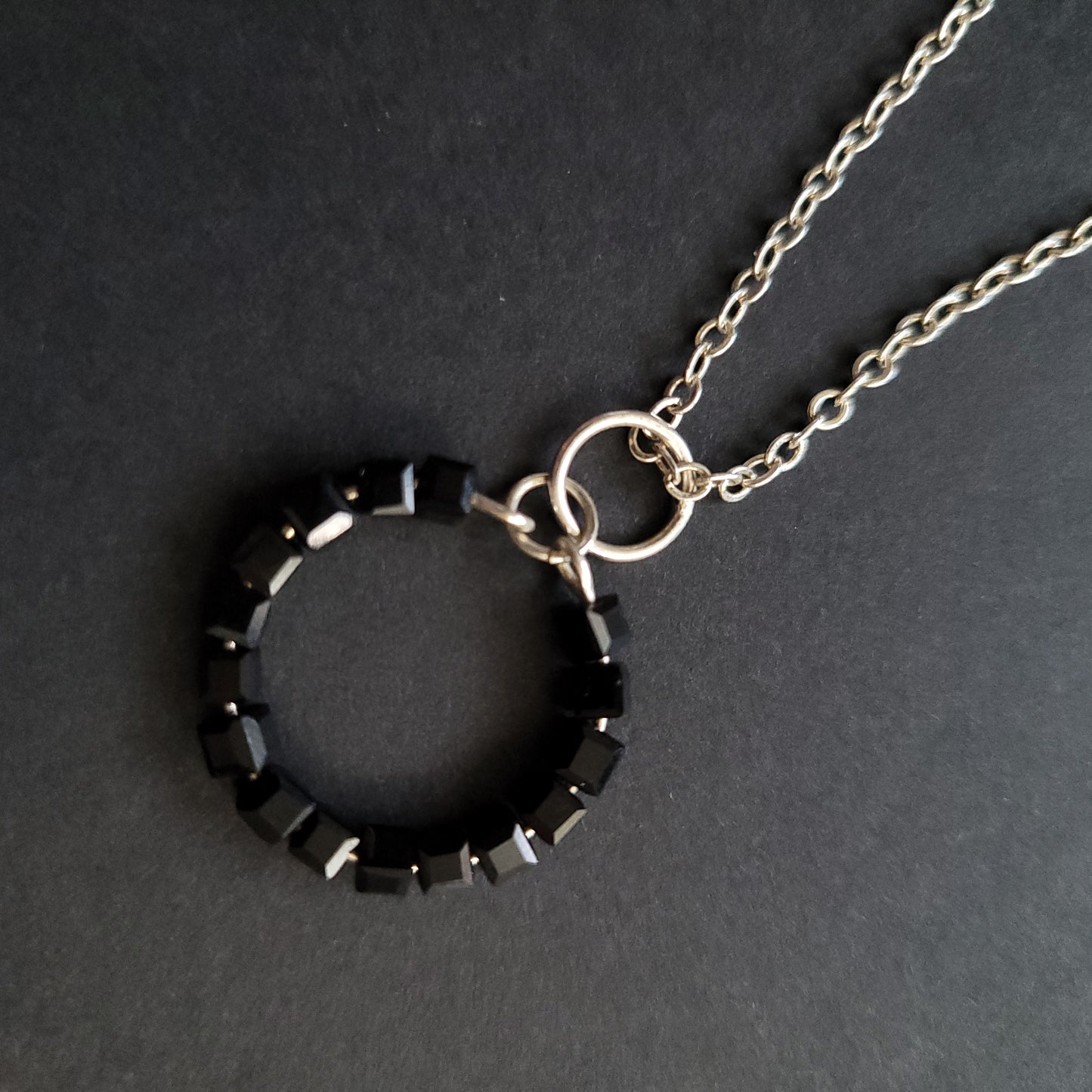 Cube Beaded circle necklace