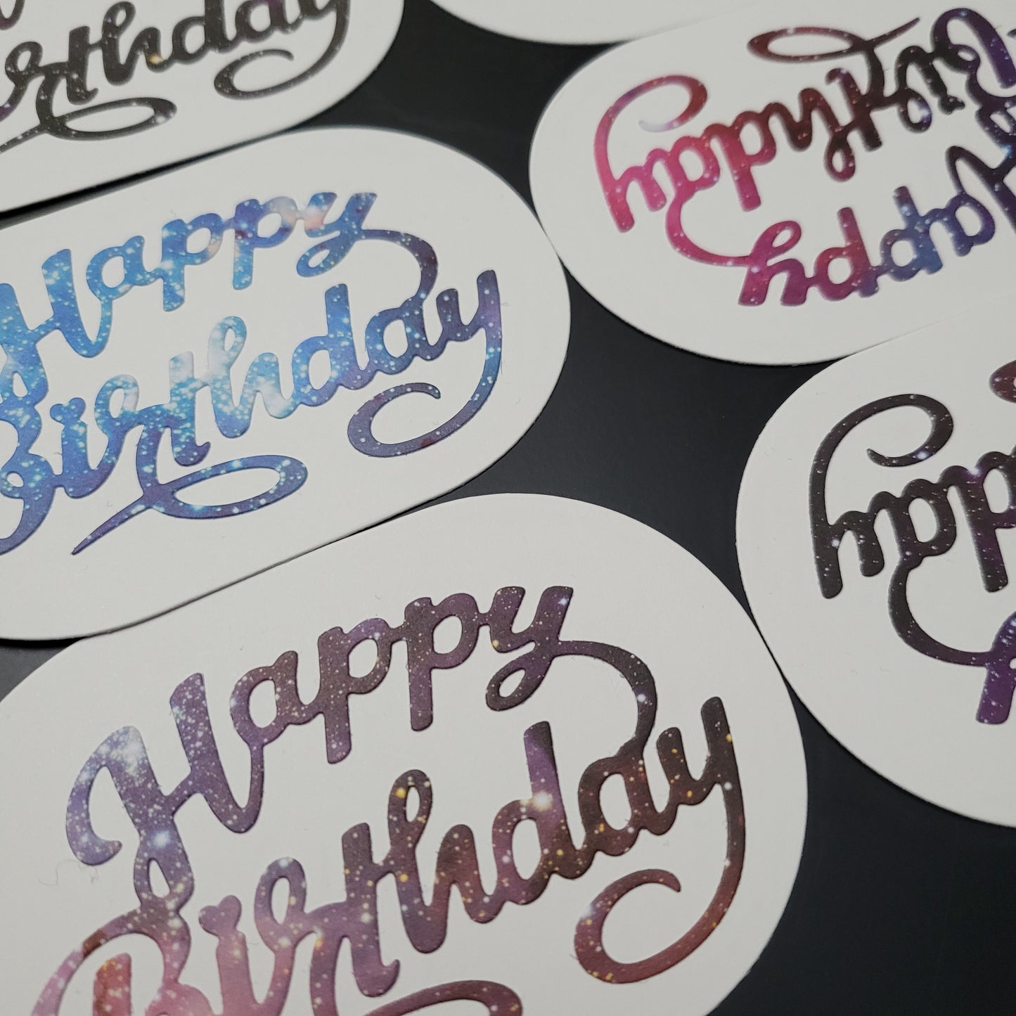 Single Oval Nebula Stars Happy Birthday Gift Tag.