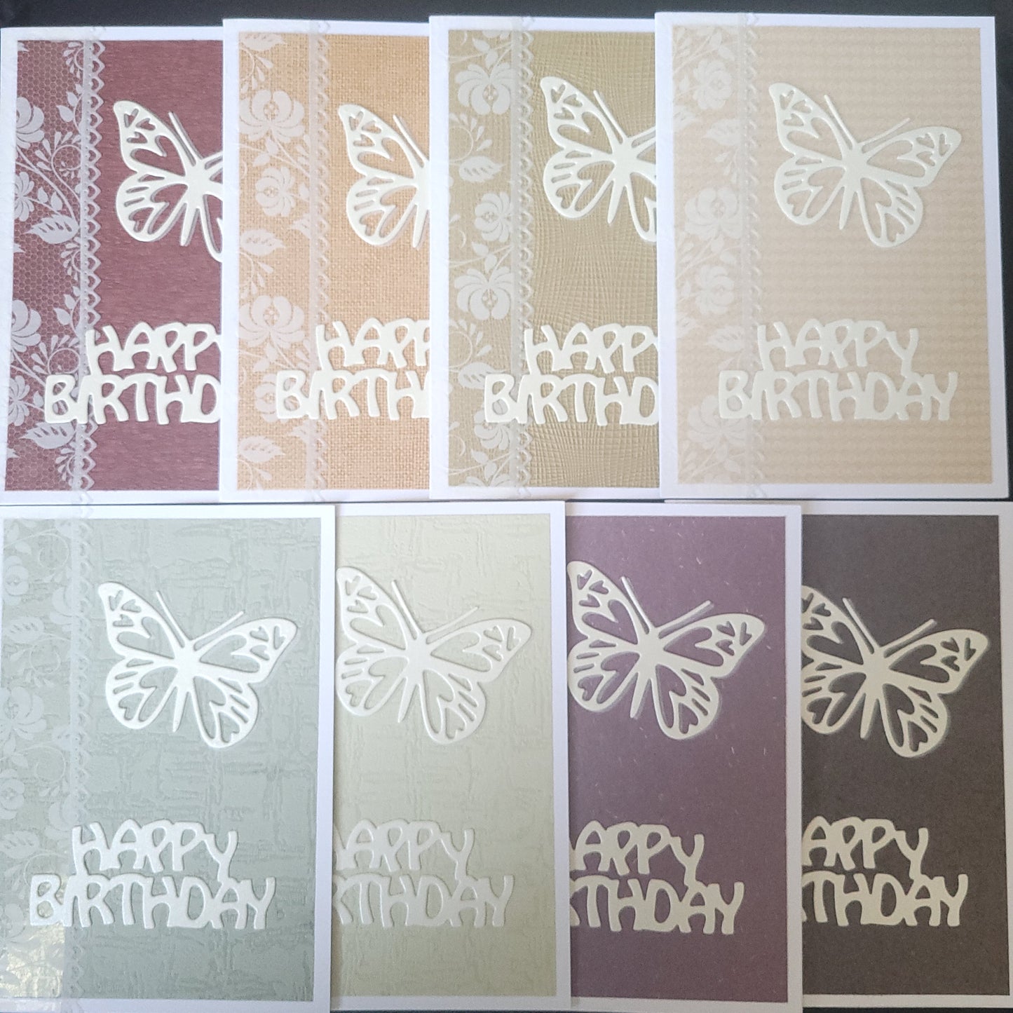 A6 Butterfly and Lace Happy Birthday blank card(Only one of each colour).