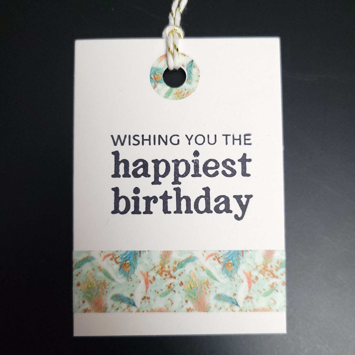 Single Stamped Washi Birthday Gift Tag