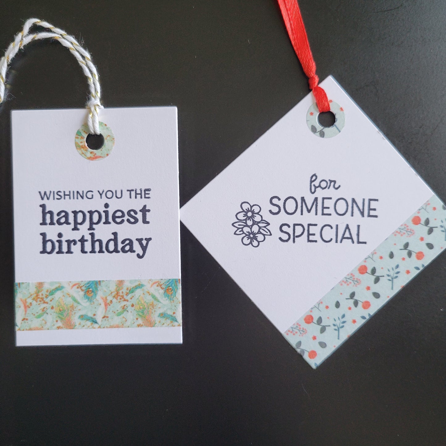 Single Stamped Washi Birthday Gift Tag