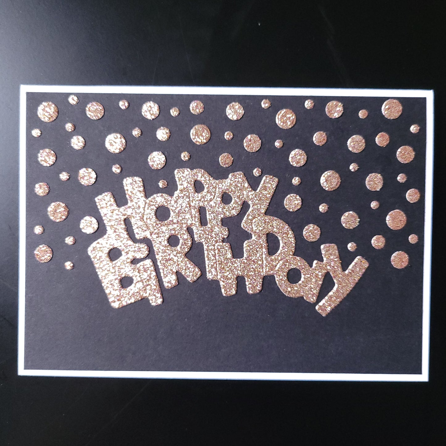 A6 Light Copper Gold Glitter Dots Happy Birthday blank card