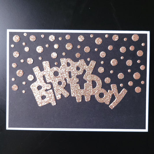 A6 Light Copper Gold Glitter Dots Happy Birthday blank card