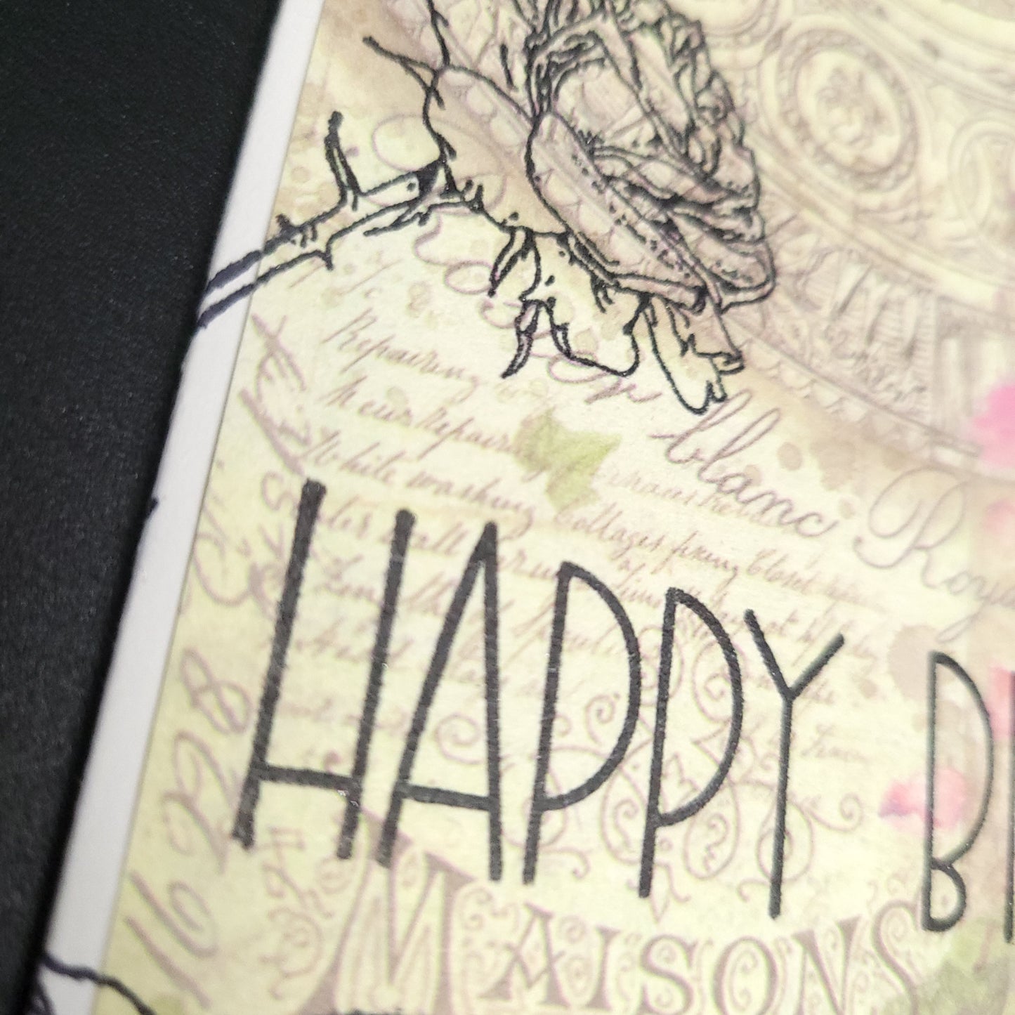 A6 French Garden vintage style hand stamped blank card