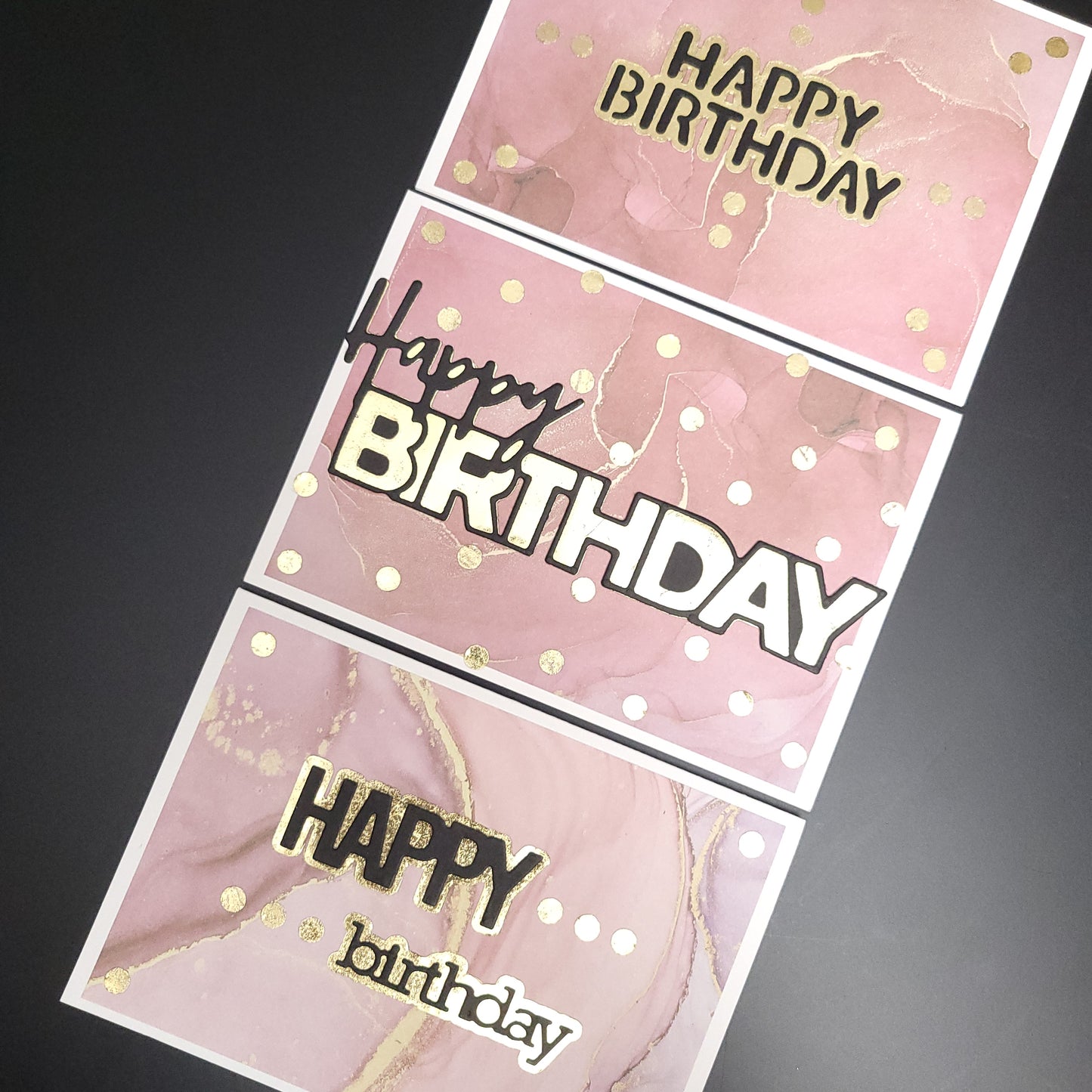 A6 One of a kind Gold & Pink Marbled Birthday blank cards