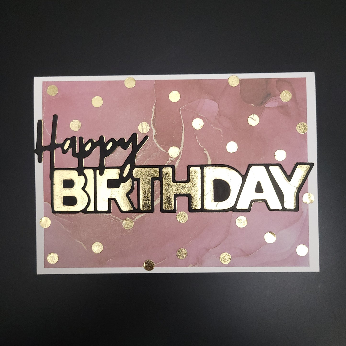 A6 One of a kind Gold & Pink Marbled Birthday blank cards