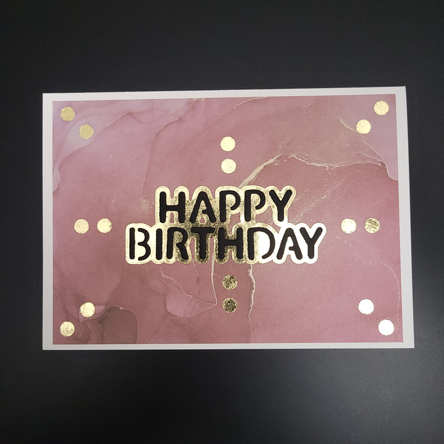 A6 One of a kind Gold & Pink Marbled Birthday blank cards