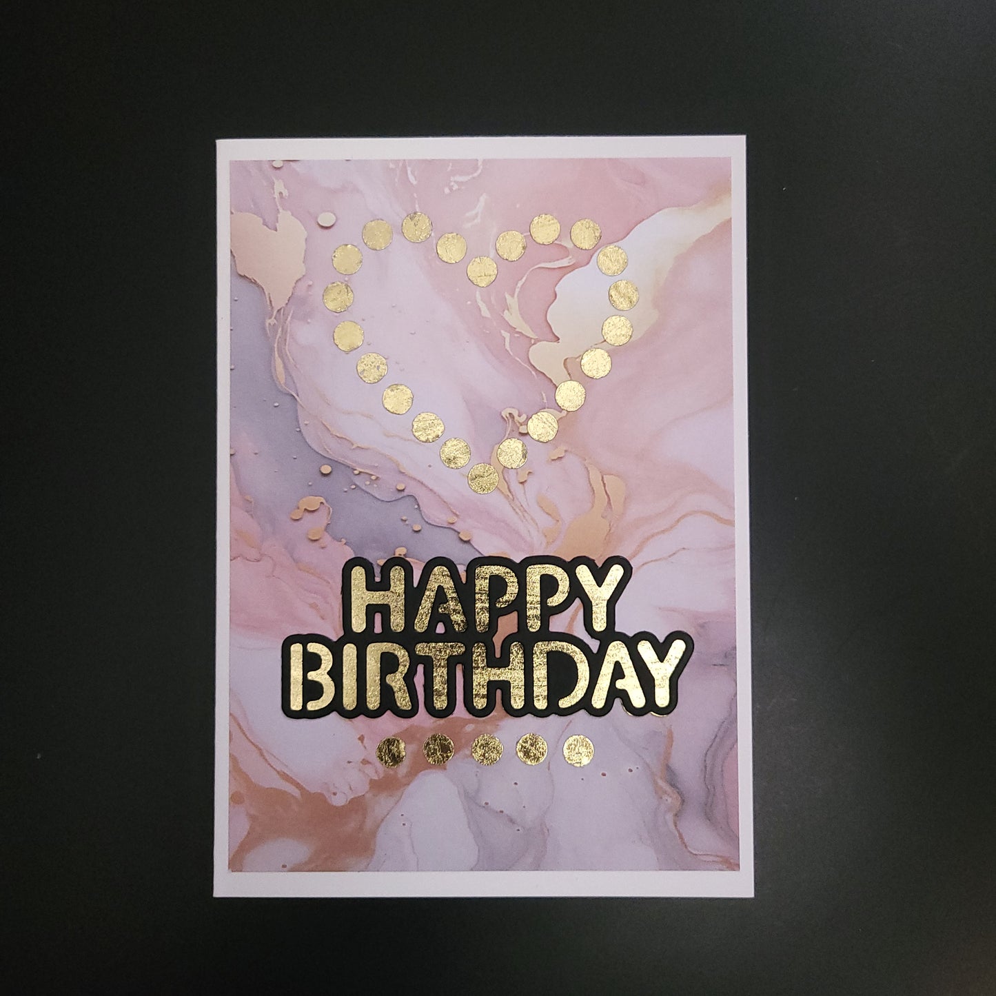 A6 One of a kind Gold & Pink Marbled Birthday blank cards
