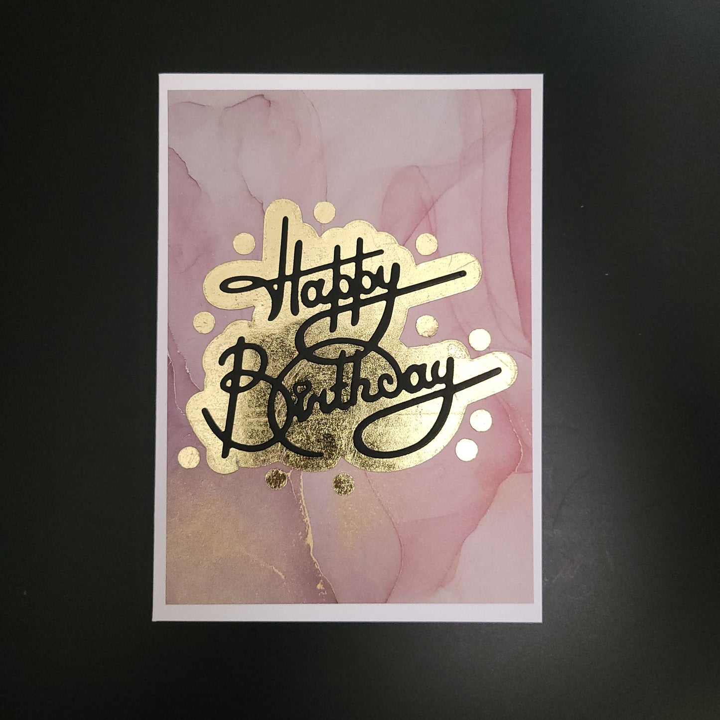 A6 One of a kind Gold & Pink Marbled Birthday blank cards