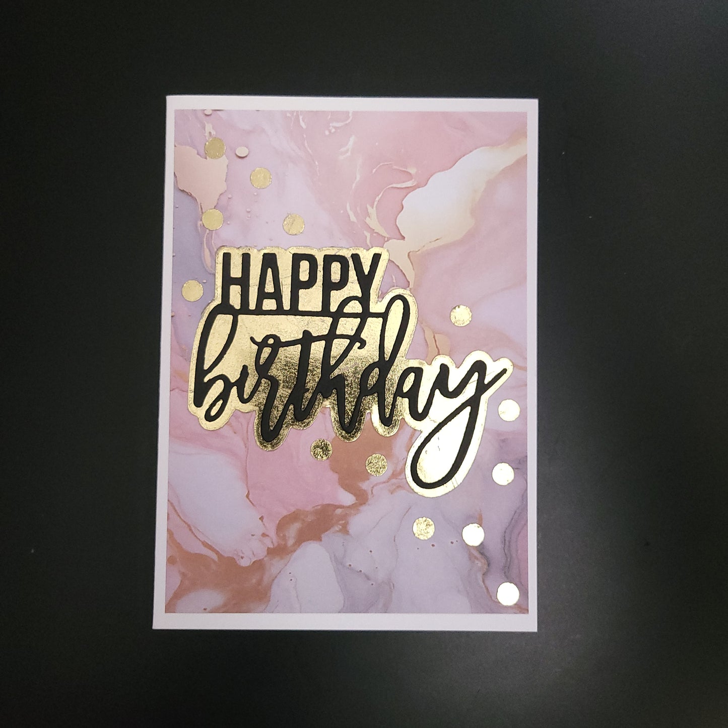 A6 One of a kind Gold & Pink Marbled Birthday blank cards