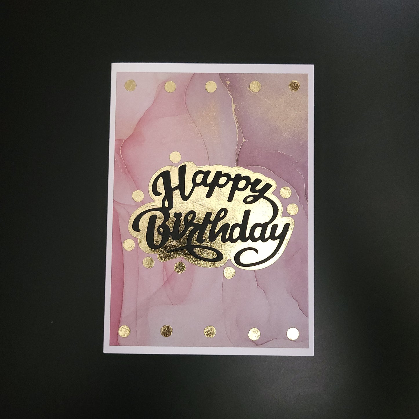A6 One of a kind Gold & Pink Marbled Birthday blank cards