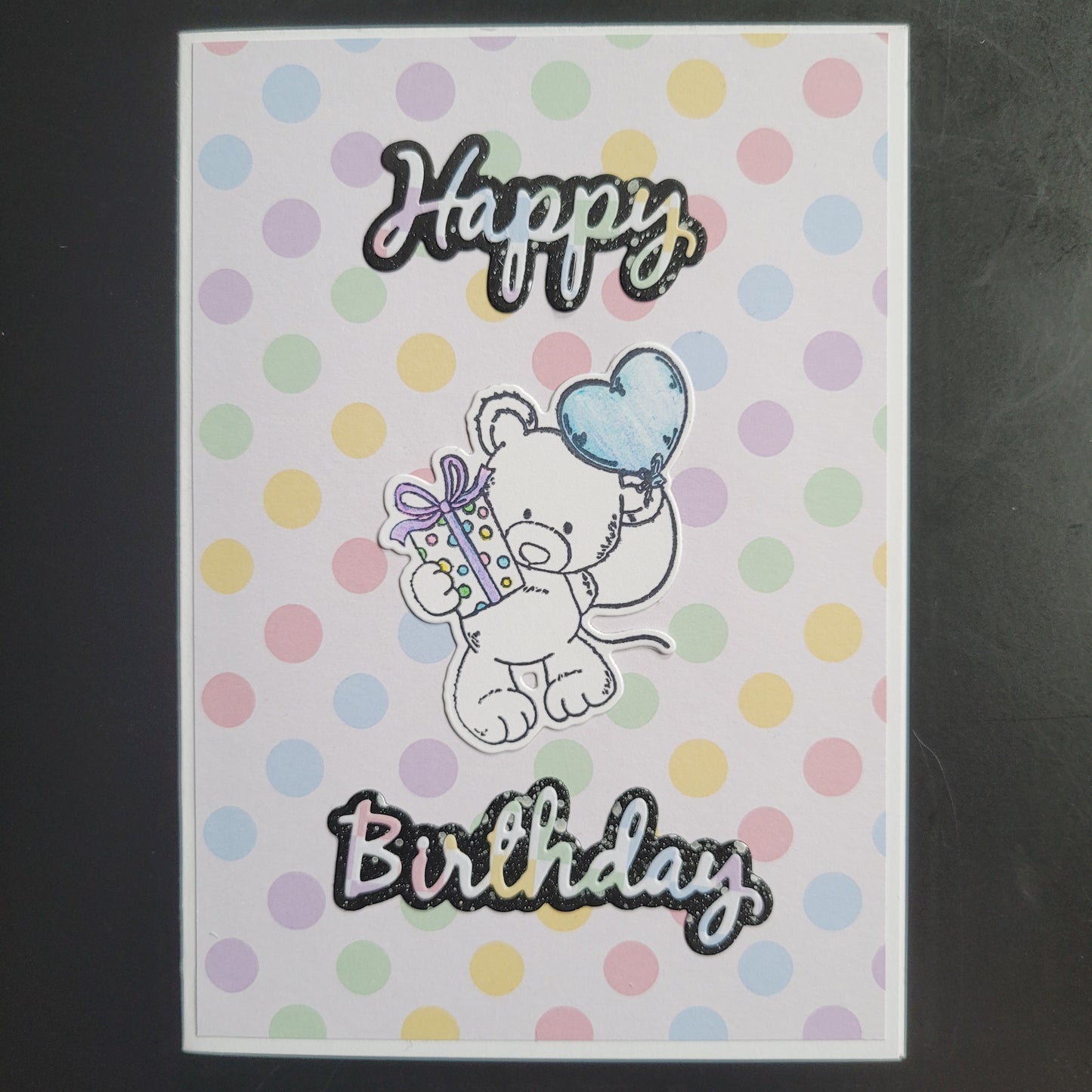 A6 One of a kind Happy Birthday Teddy Bear Pastel blank cards (4 different designs)