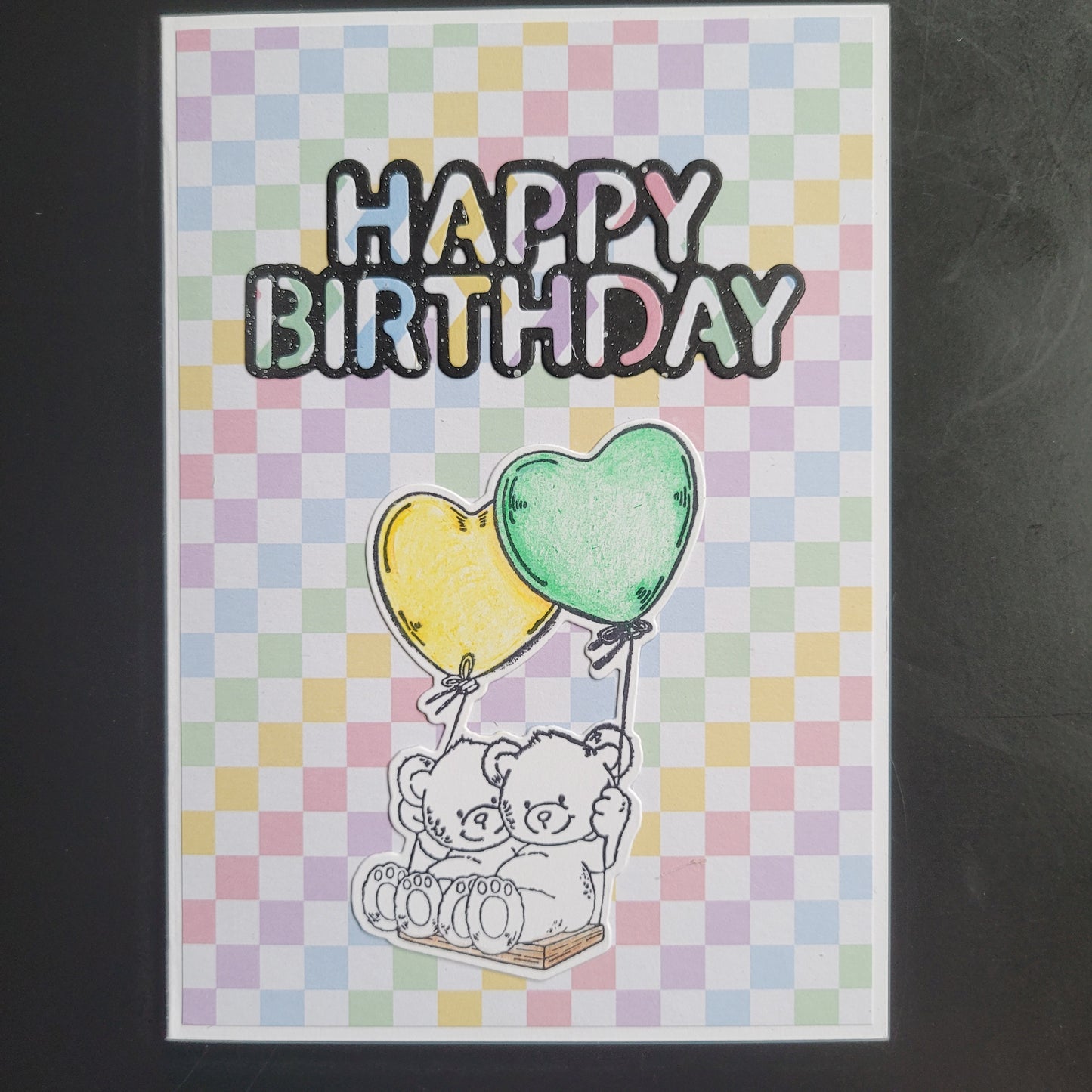 A6 One of a kind Happy Birthday Teddy Bear Pastel blank cards (4 different designs)