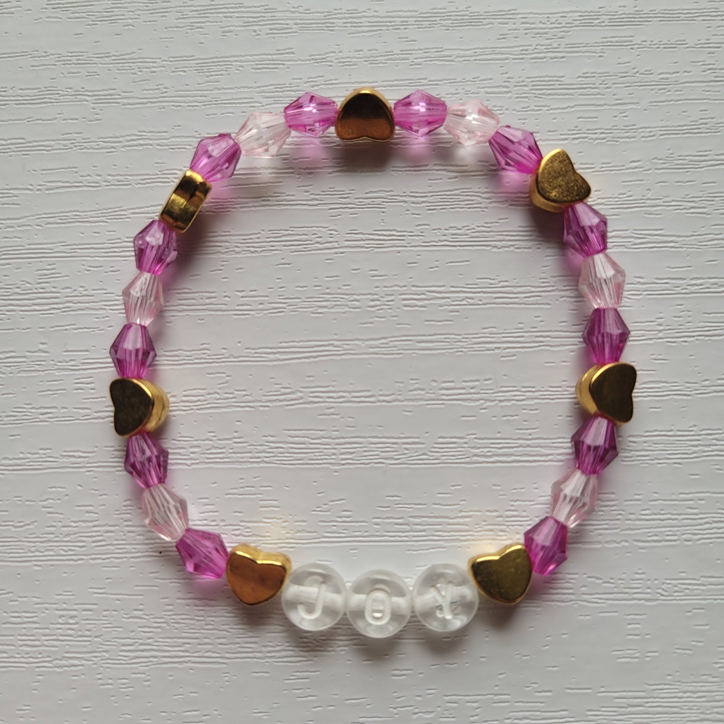 Kids Stretch JOY Colourful Gems and Gold Hearts Bead Bracelets