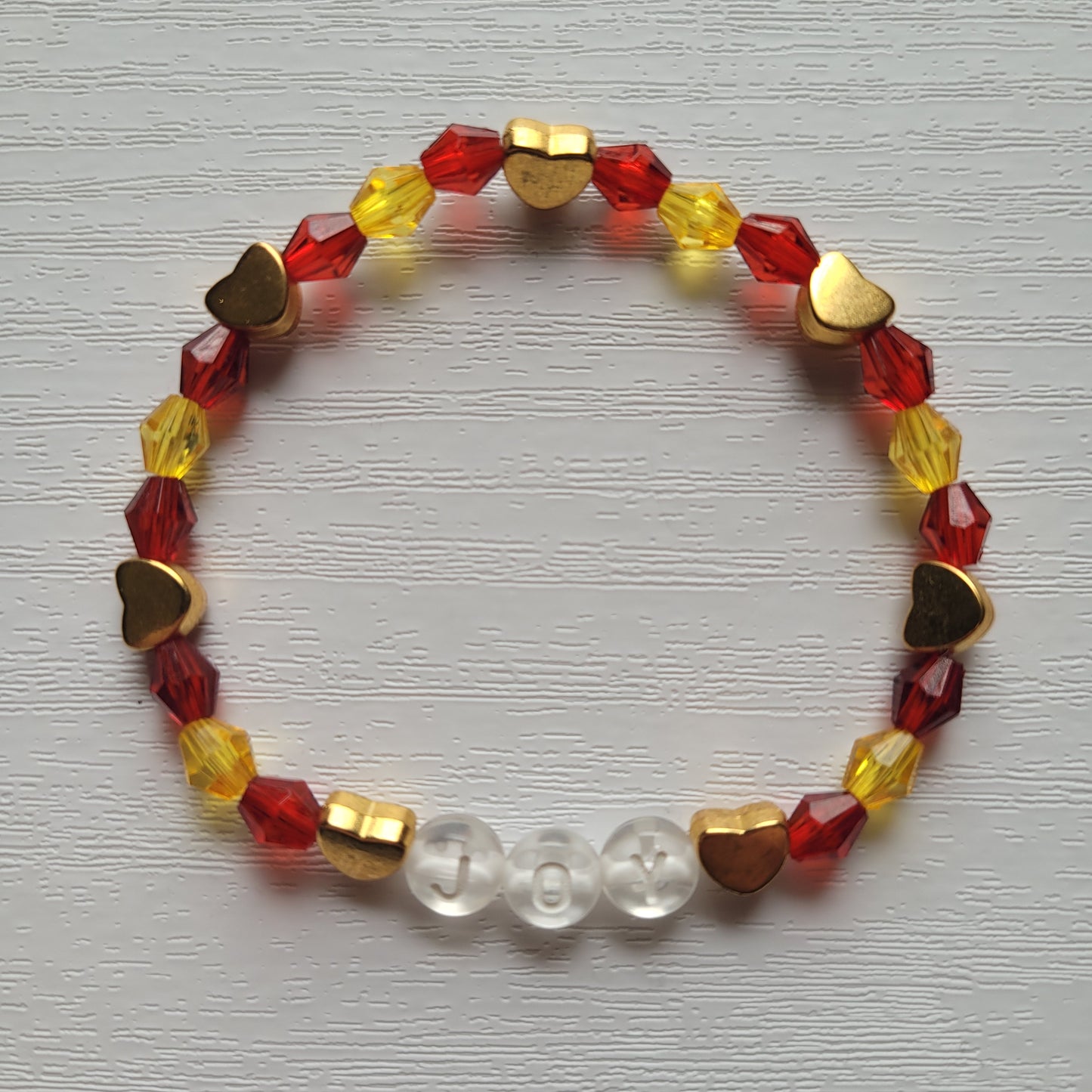 Kids Stretch JOY Colourful Gems and Gold Hearts Bead Bracelets