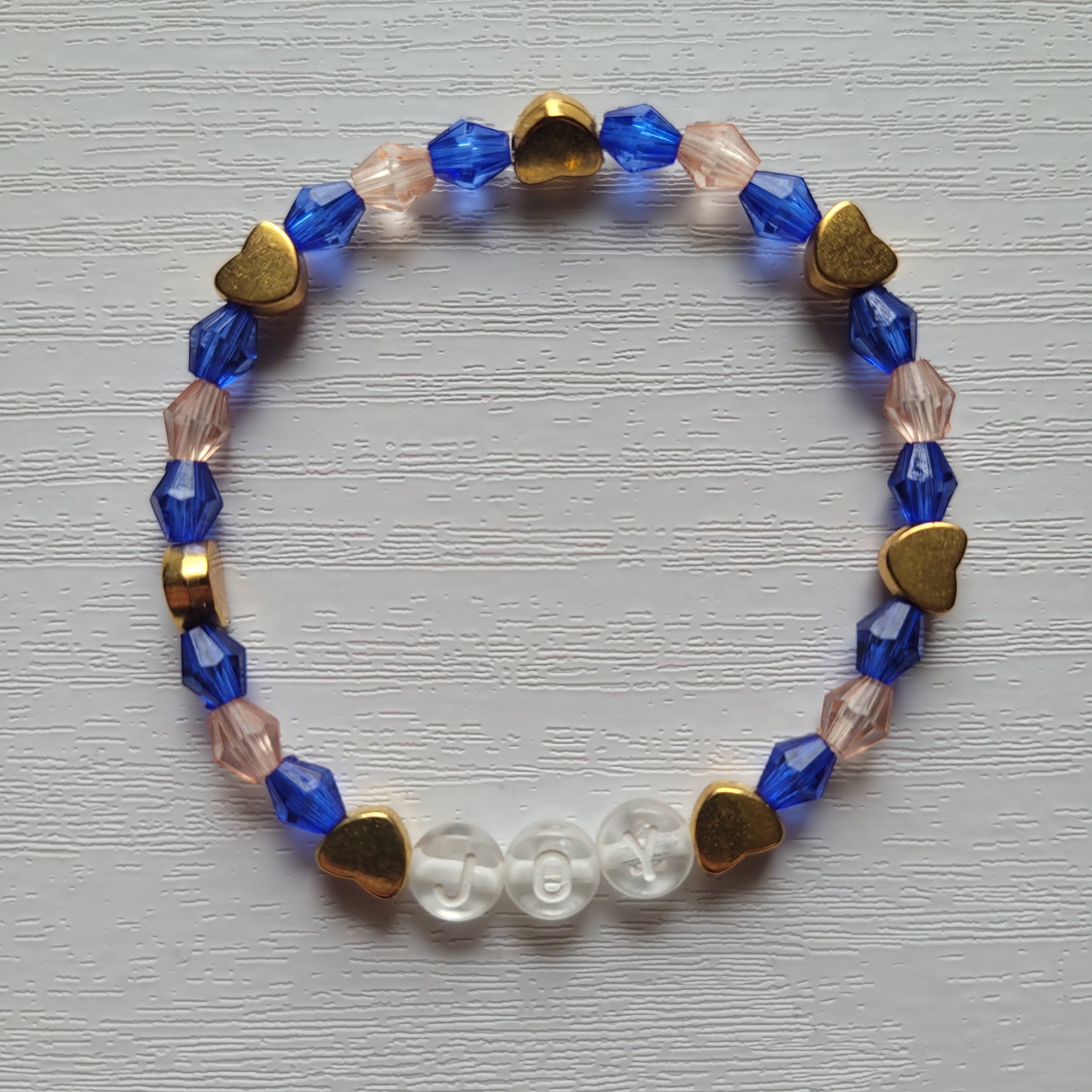 Kids Stretch JOY Colourful Gems and Gold Hearts Bead Bracelets