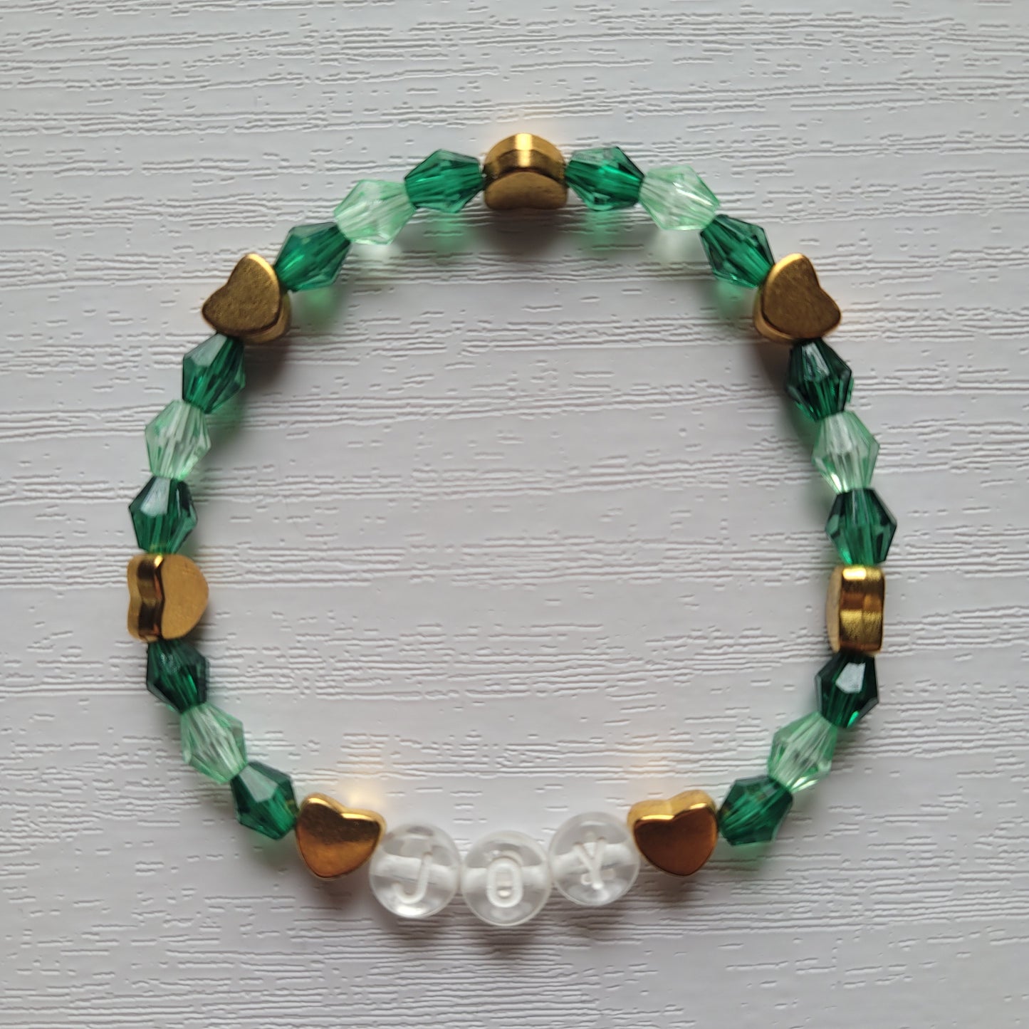 Kids Stretch JOY Colourful Gems and Gold Hearts Bead Bracelets