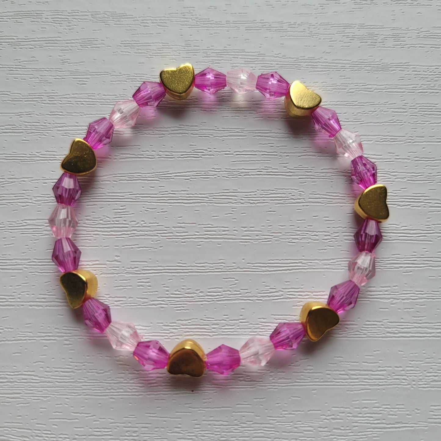 Kids Stretch Colourful Gems and Gold Hearts Bead Bracelets