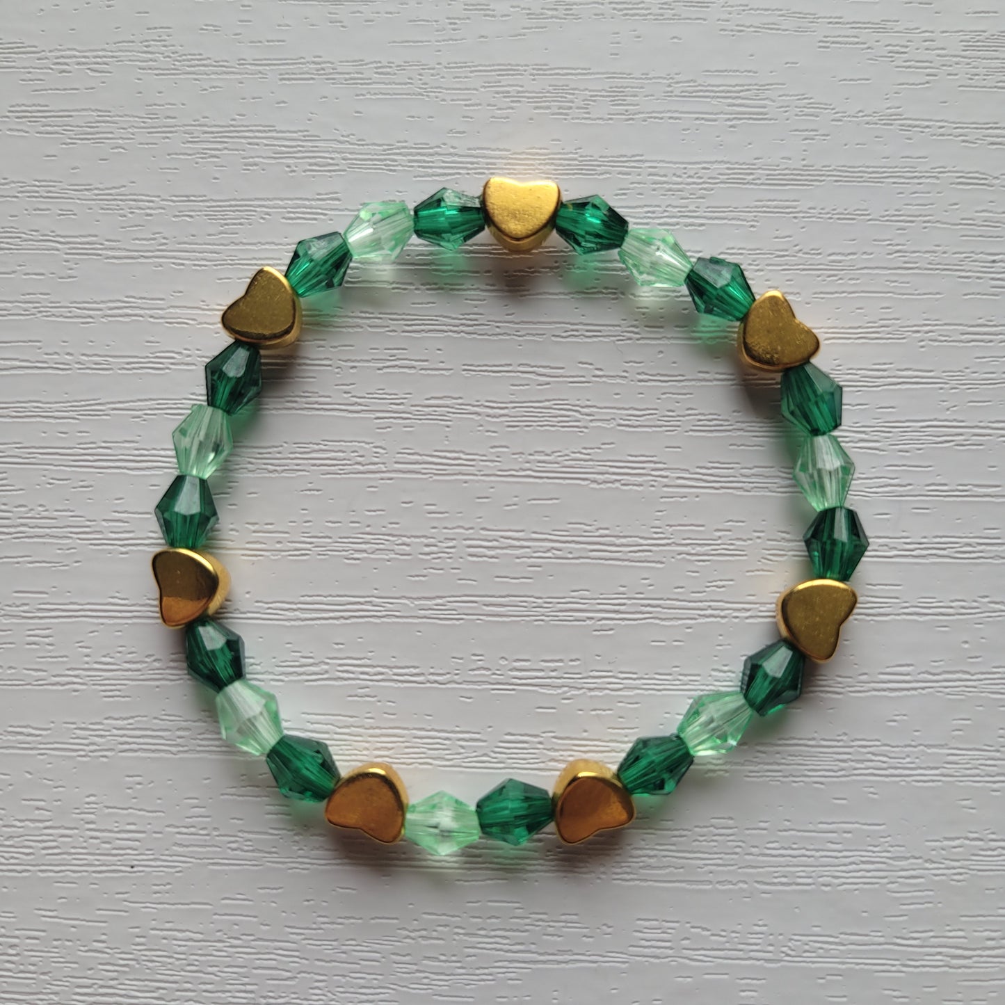 Kids Stretch Colourful Gems and Gold Hearts Bead Bracelets