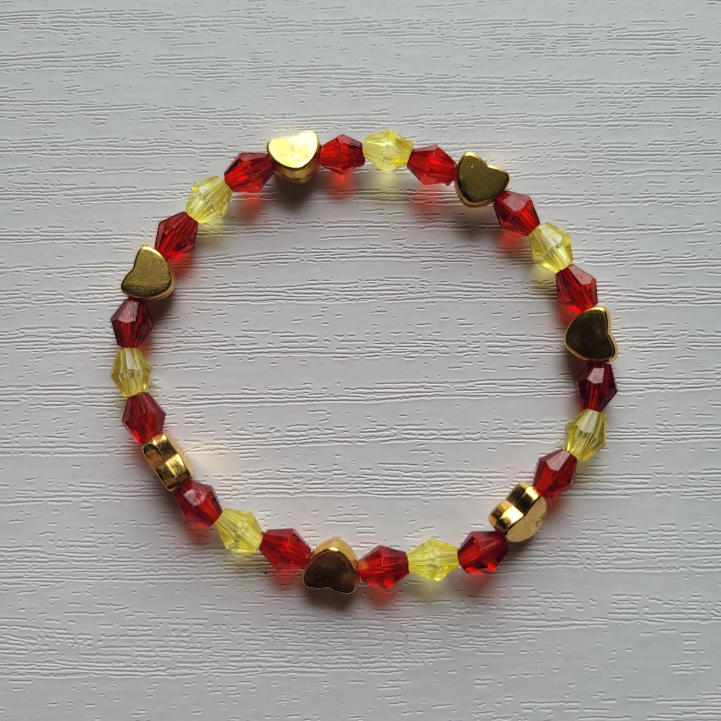 Kids Stretch Colourful Gems and Gold Hearts Bead Bracelets