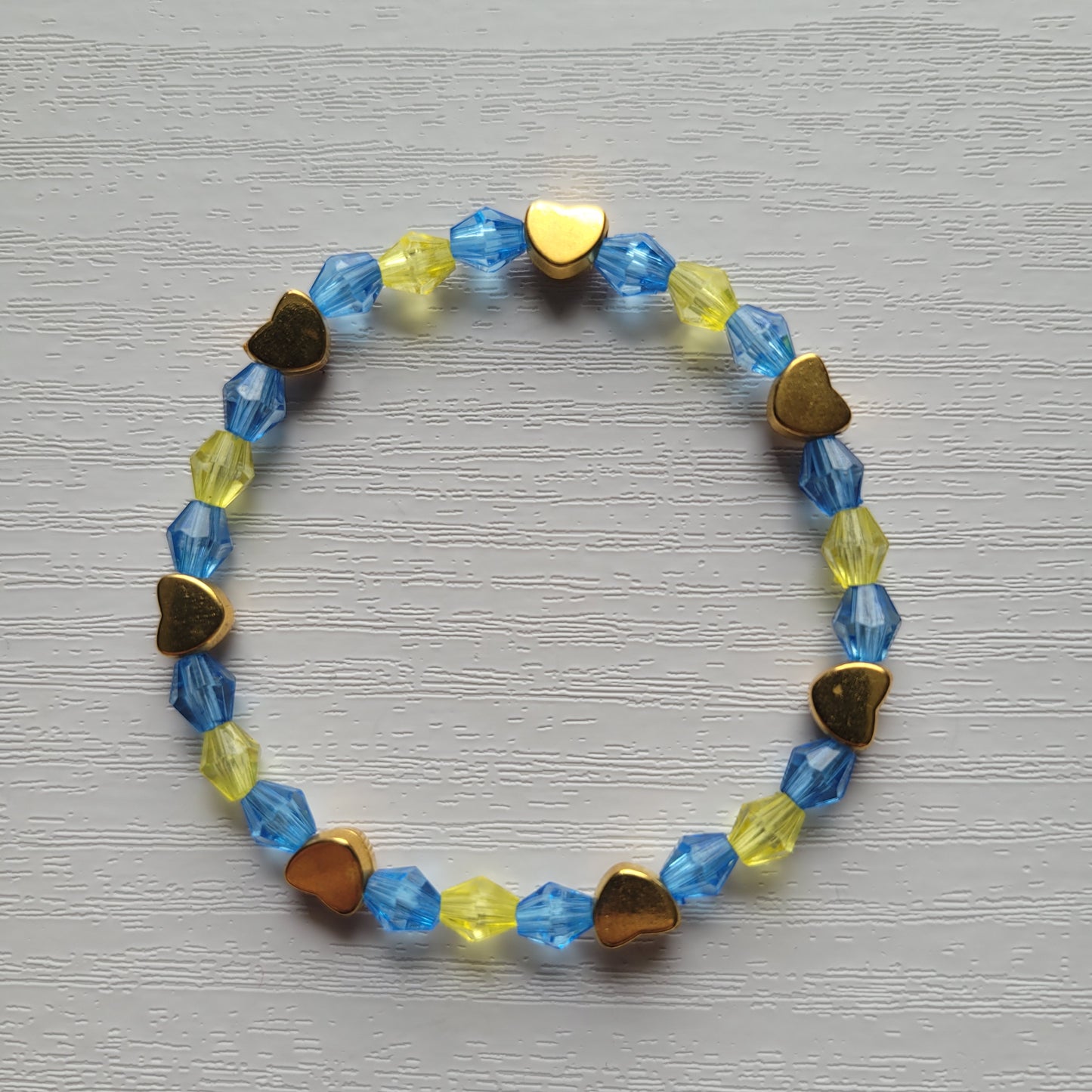Kids Stretch Colourful Gems and Gold Hearts Bead Bracelets