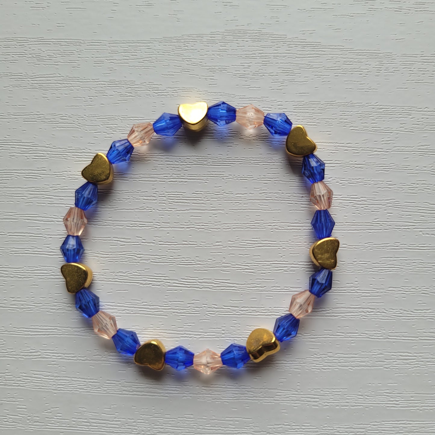 Kids Stretch Colourful Gems and Gold Hearts Bead Bracelets