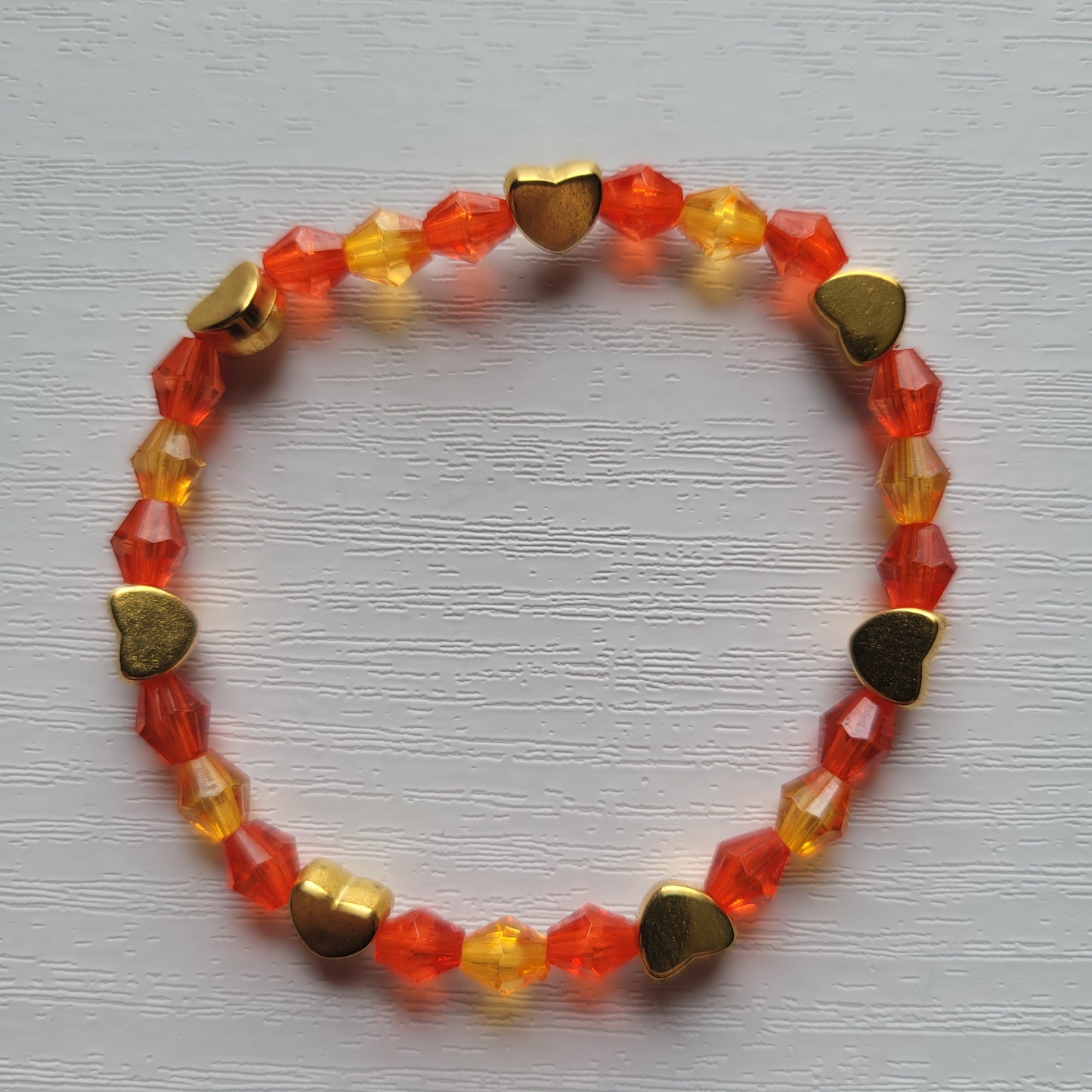 Kids Stretch Colourful Gems and Gold Hearts Bead Bracelets
