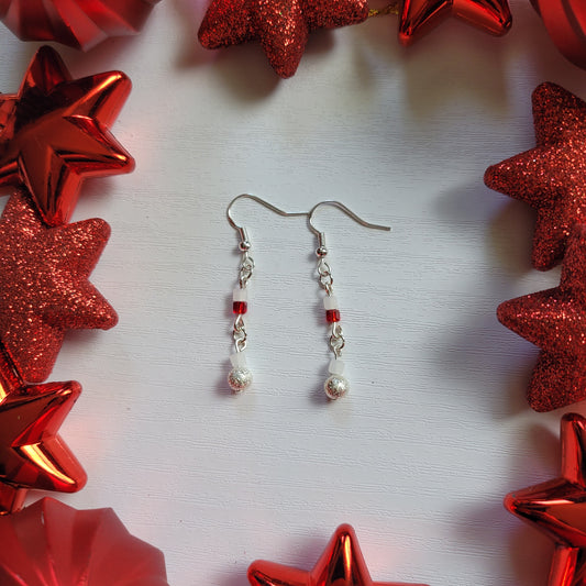 Christmas Glass & Stardust Drop Bead Earrings