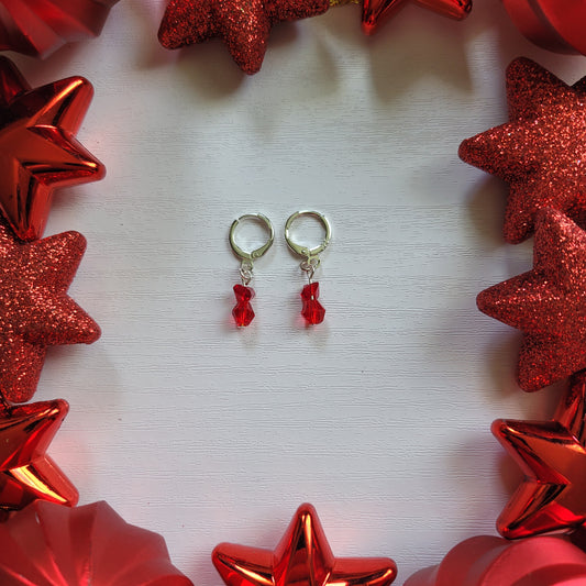 Christmas Glass Red Dangle Bead Earrings