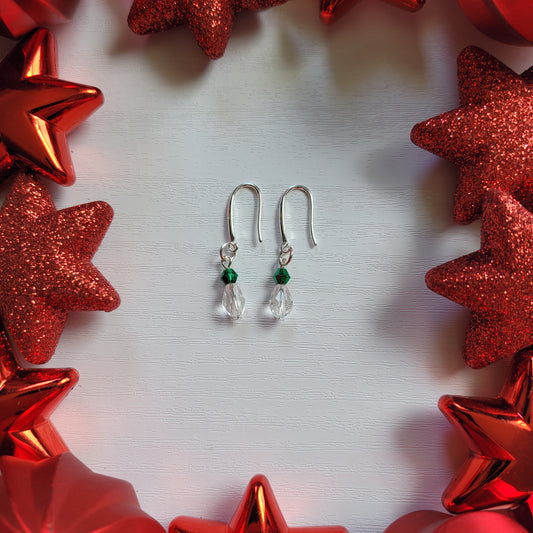 Christmas Glass Clear Drop Bead Earrings