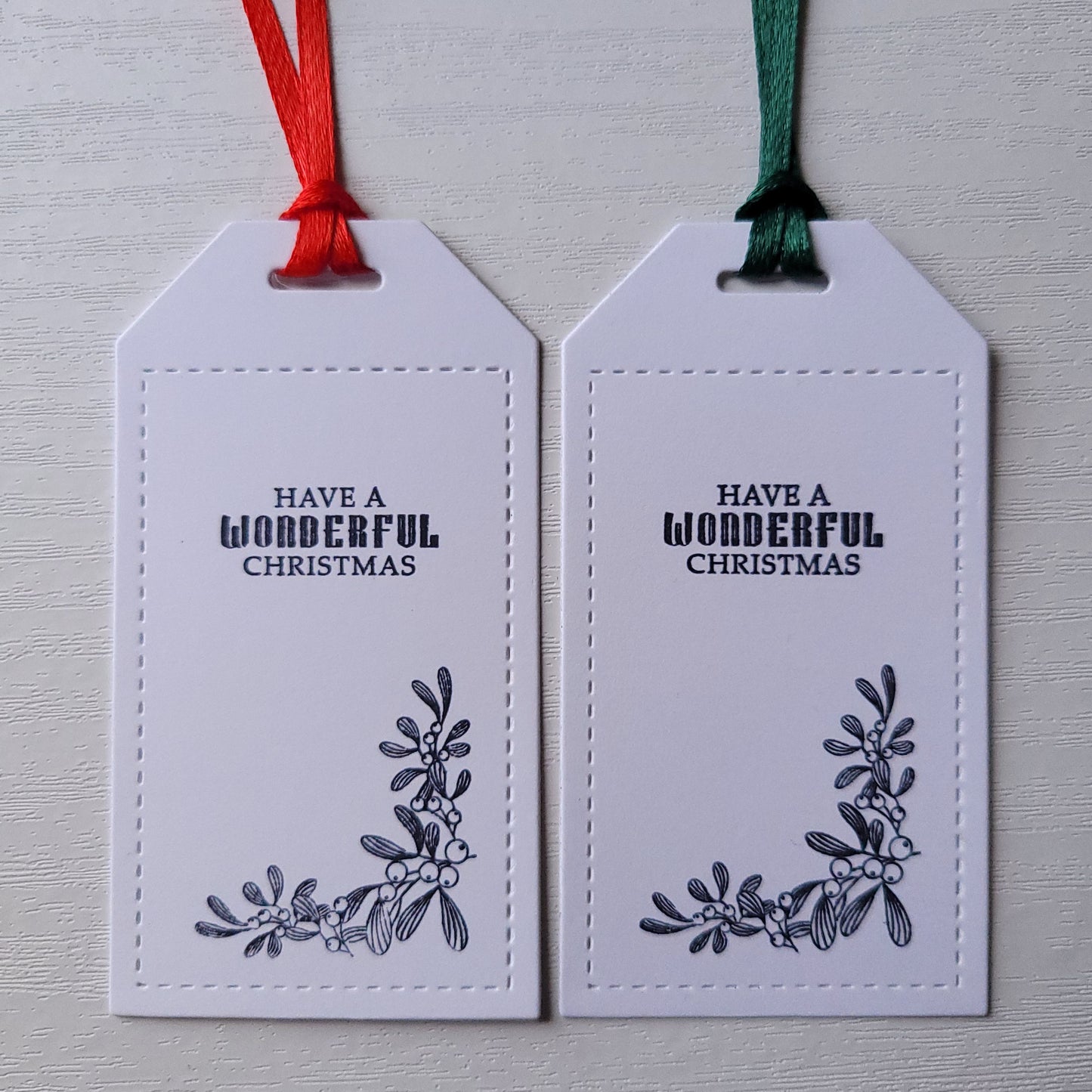 Single Have a wonderful Christmas Hand Stamped Gift Tag(Two Colours)