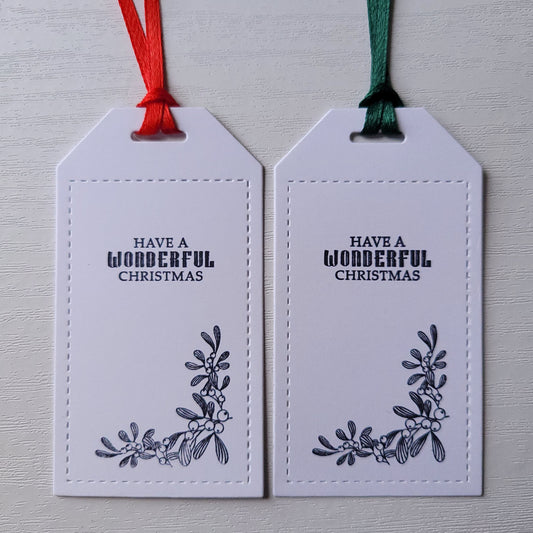 Single Have a wonderful Christmas Hand Stamped Gift Tag(Two Colours)