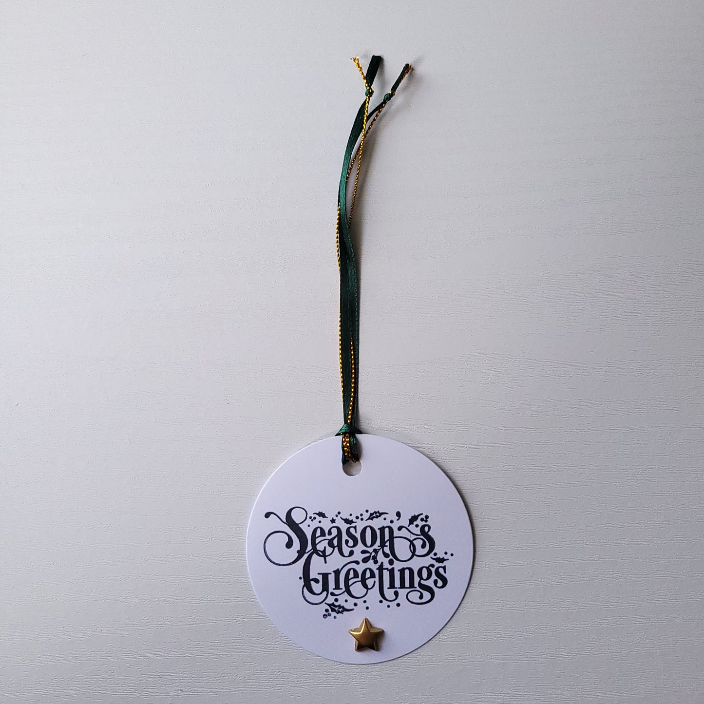 Single Christmas Hand Stamped with Gold Star Embellishment Gift Tag (Two Colours)