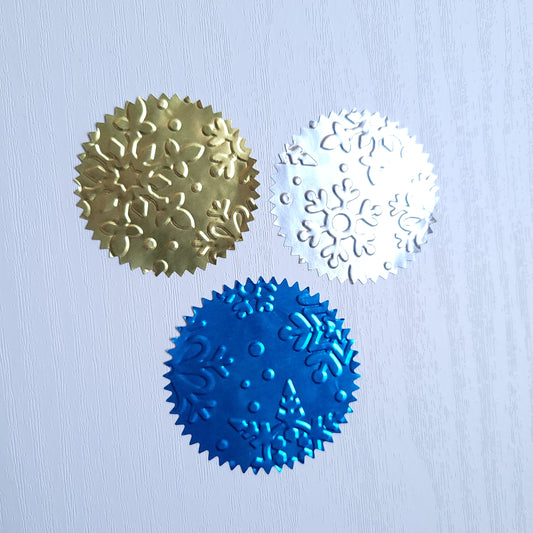 Set of 10 x Embossed Foil Seal Stickers