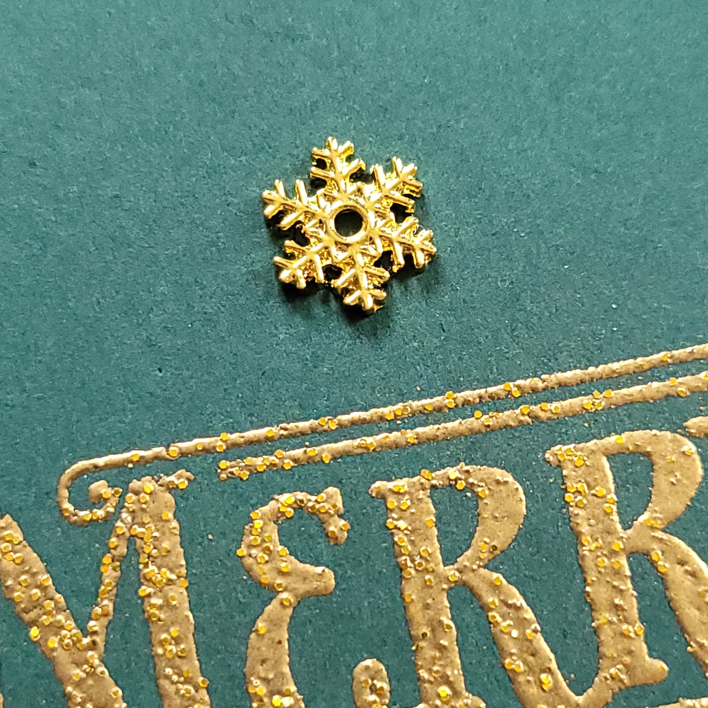 A6 Snowflake Charm Christmas blank card (Green or Blue)