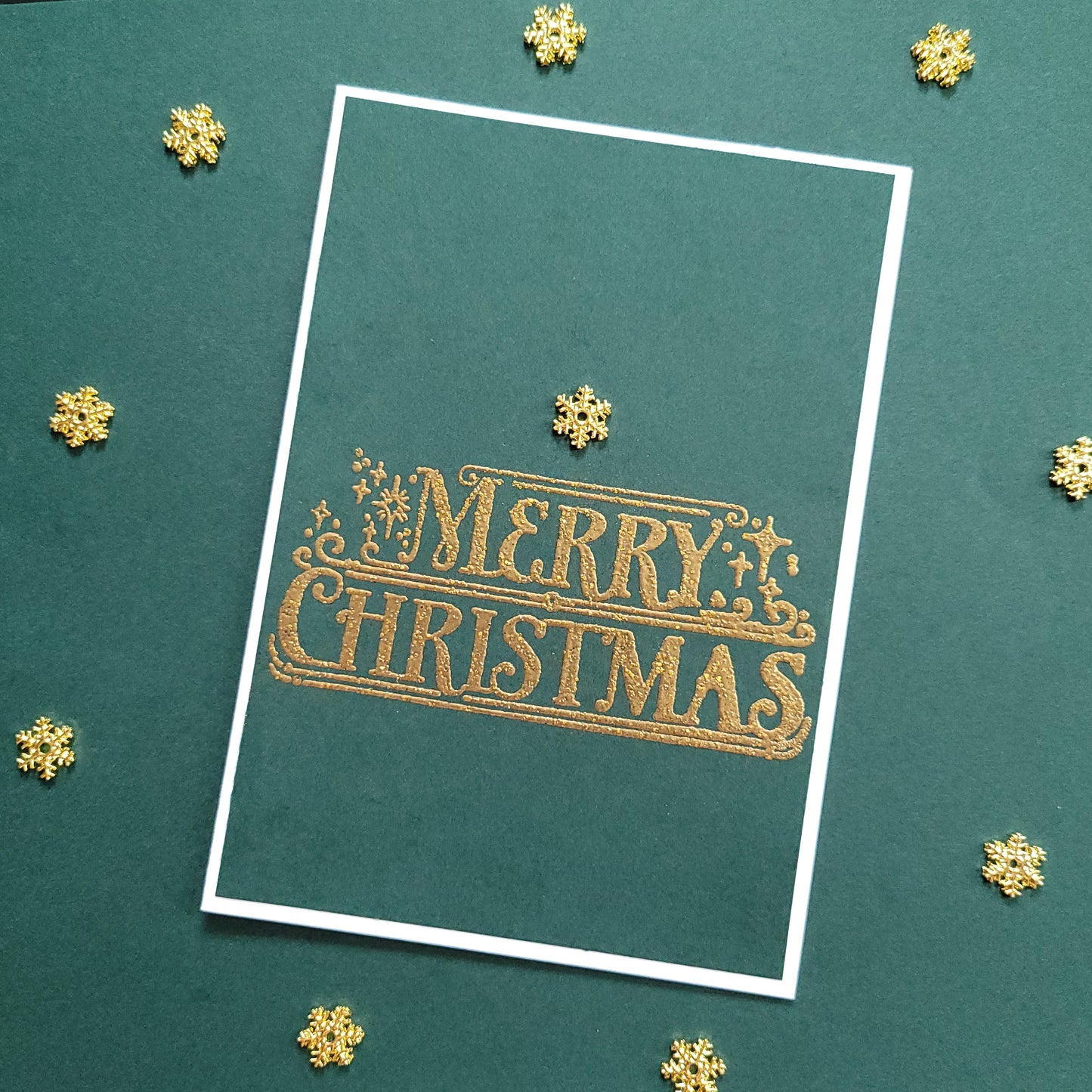 A6 Snowflake Charm Christmas blank card (Green or Blue)