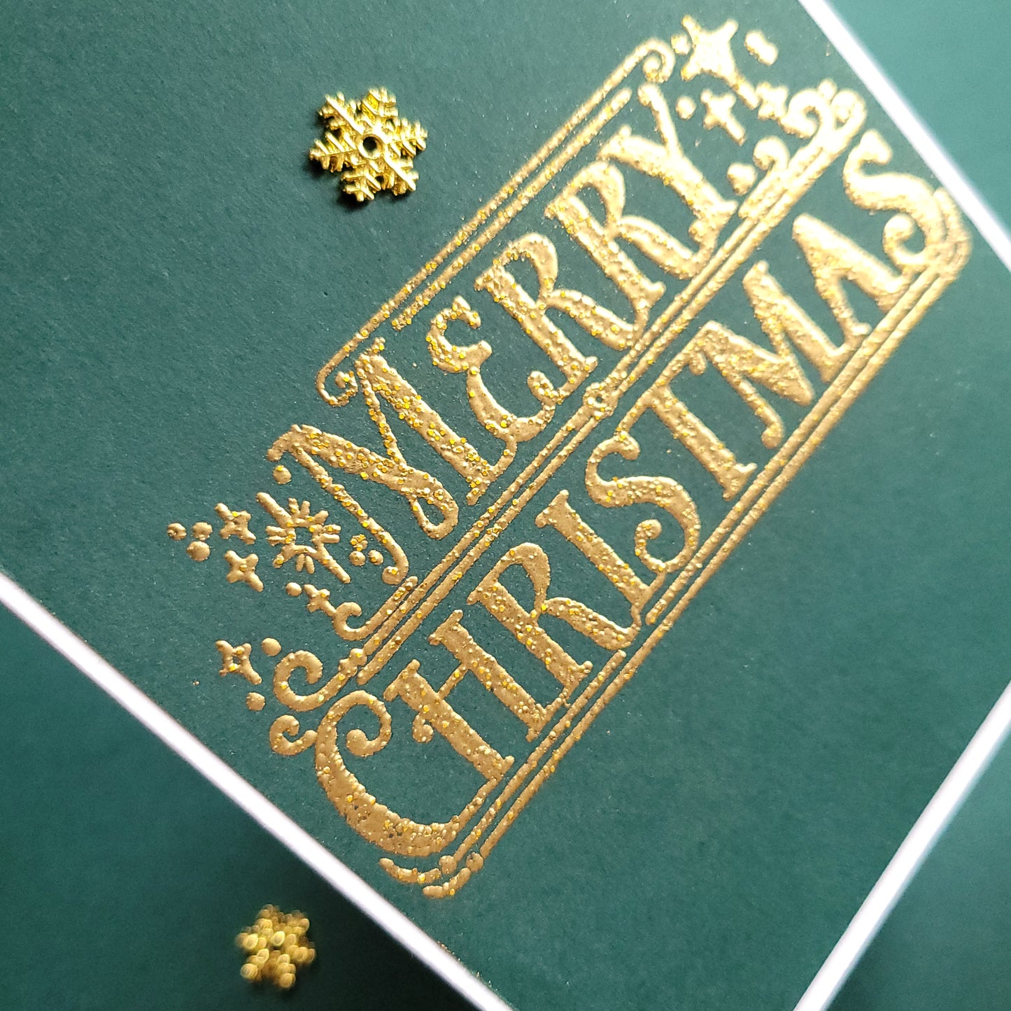 A6 Snowflake Charm Christmas blank card (Green or Blue)