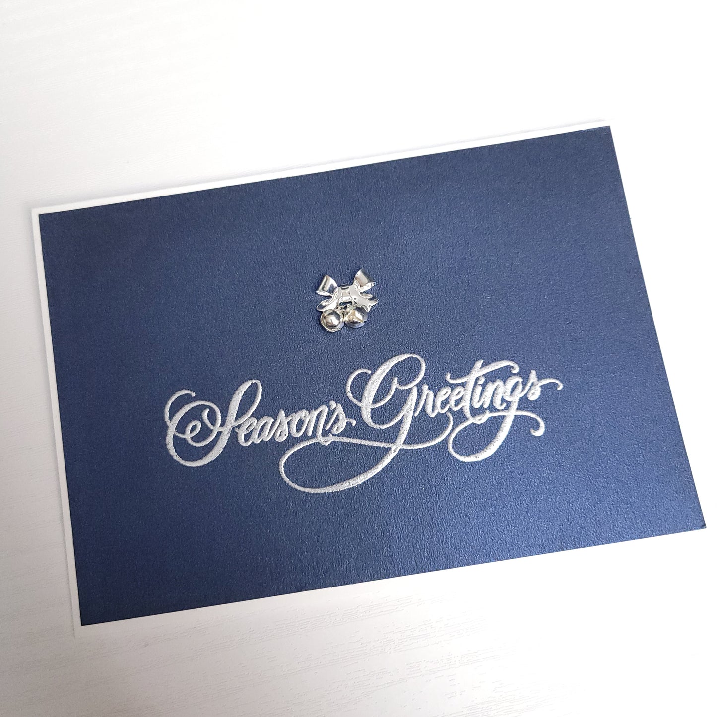 A6 Christmas Bell Charm blank card (Green or Blue)