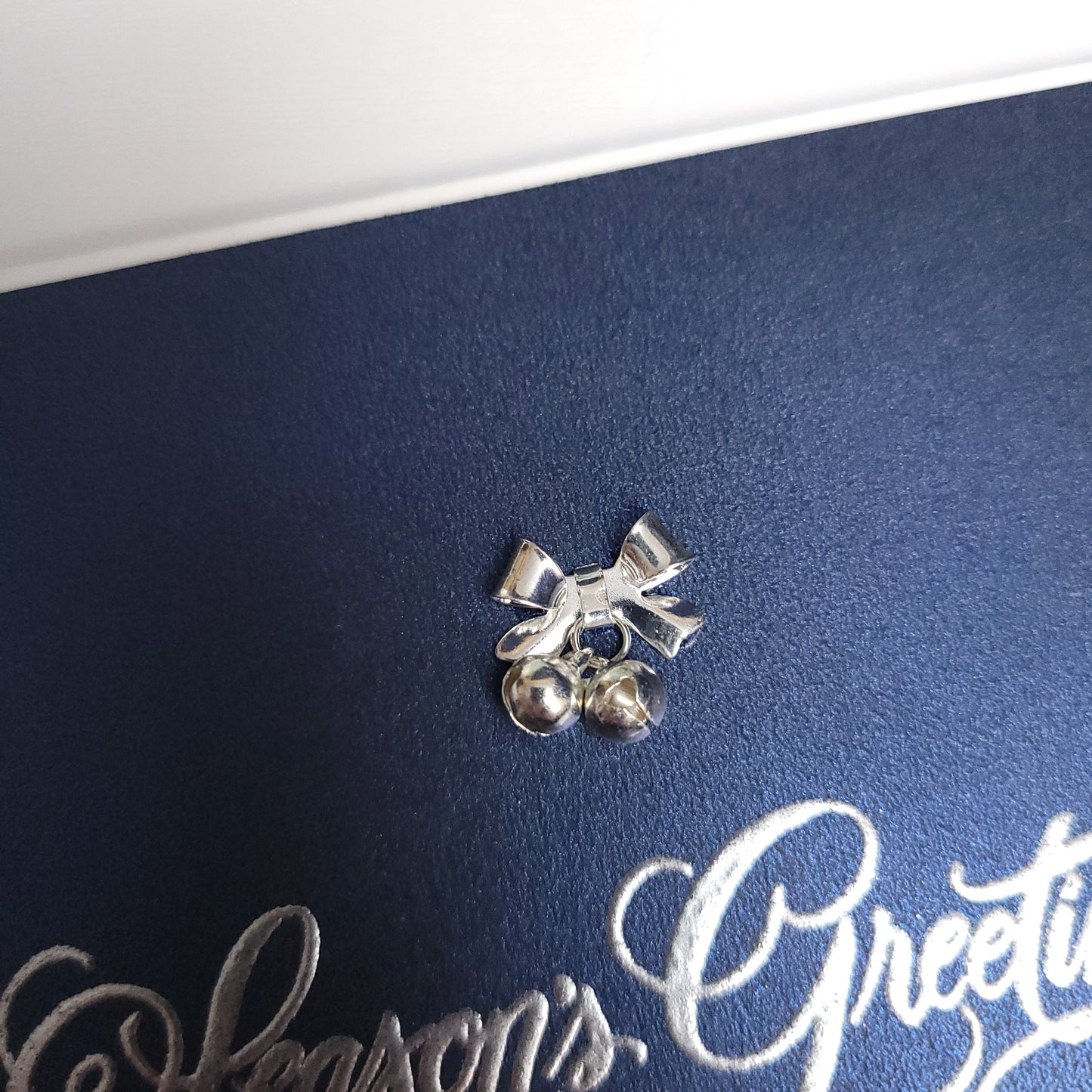A6 Christmas Bell Charm blank card (Green or Blue)