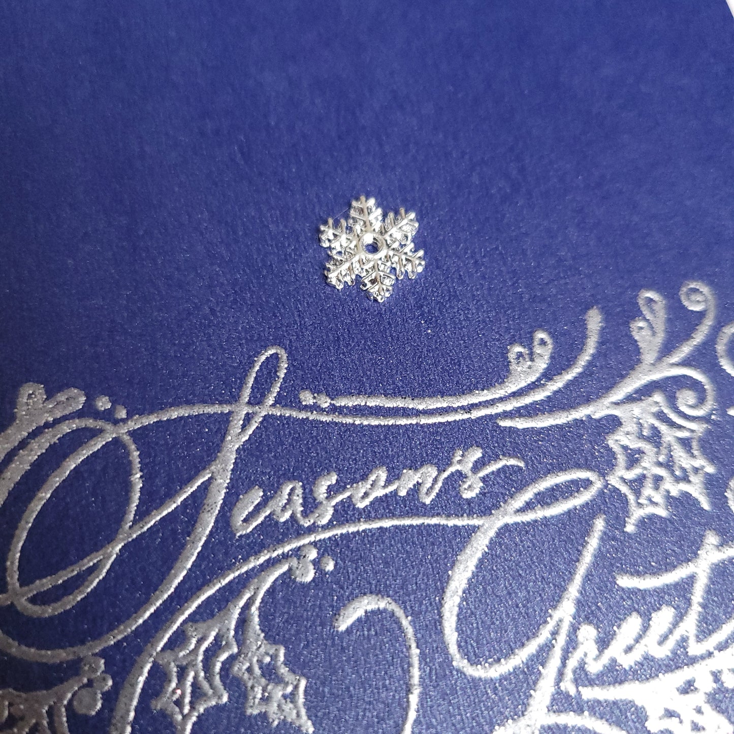 A6 Snowflake Charm Christmas blank card (Green or Blue)