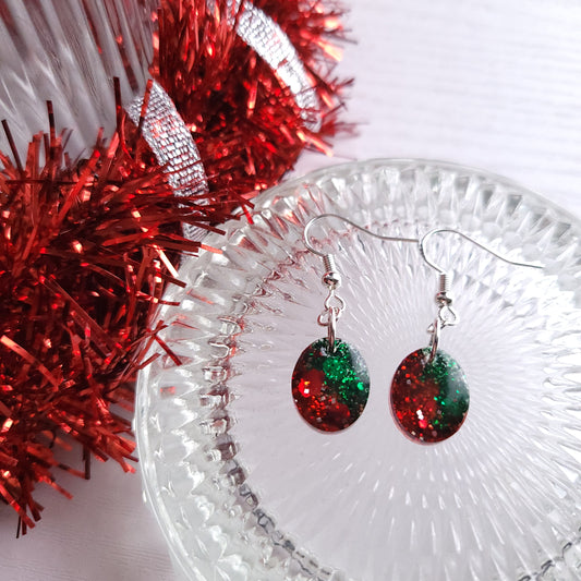 Christmas Sparkle Resin Handmade Earrings (Choose your style)