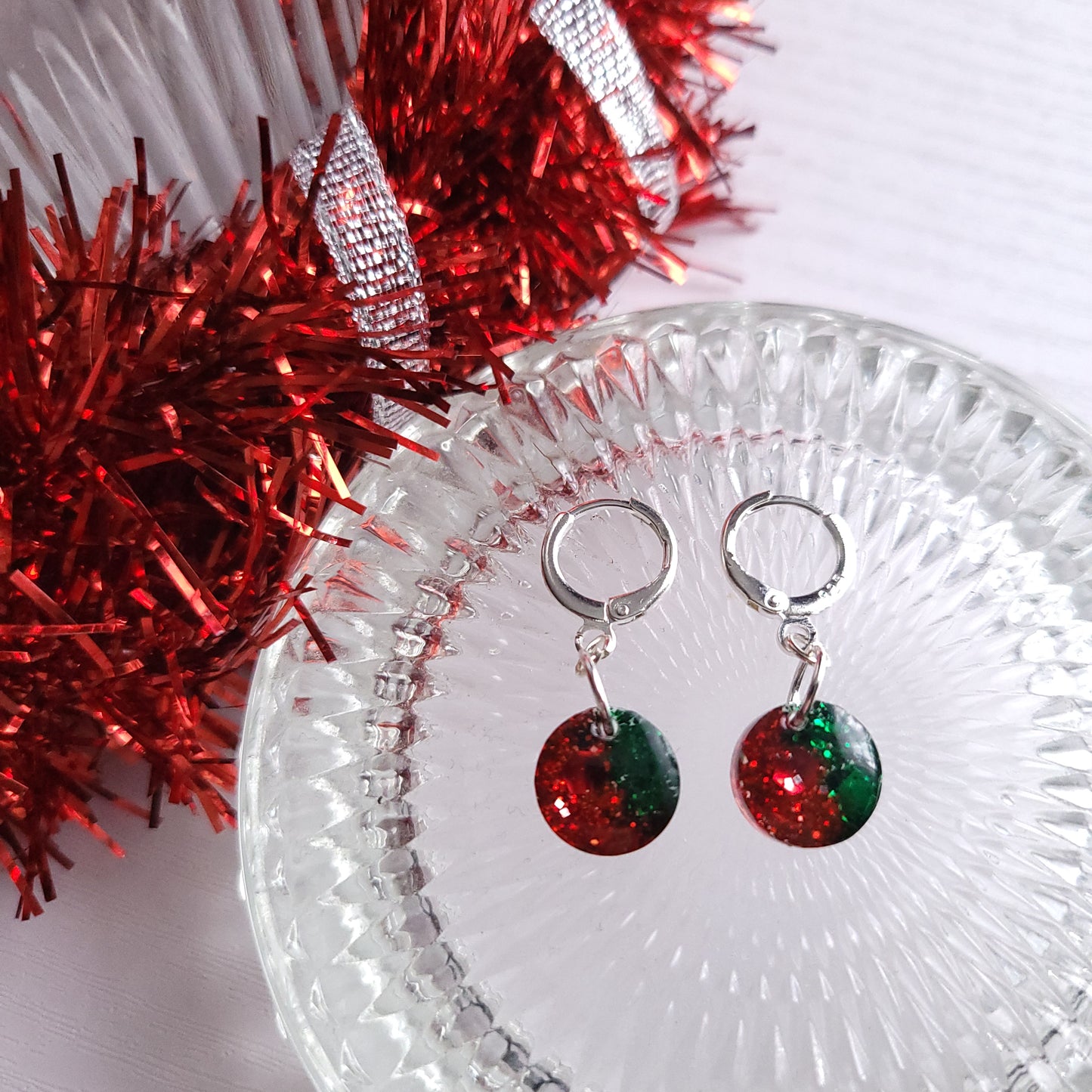 Christmas Sparkle Resin Handmade Earrings (Choose your style)