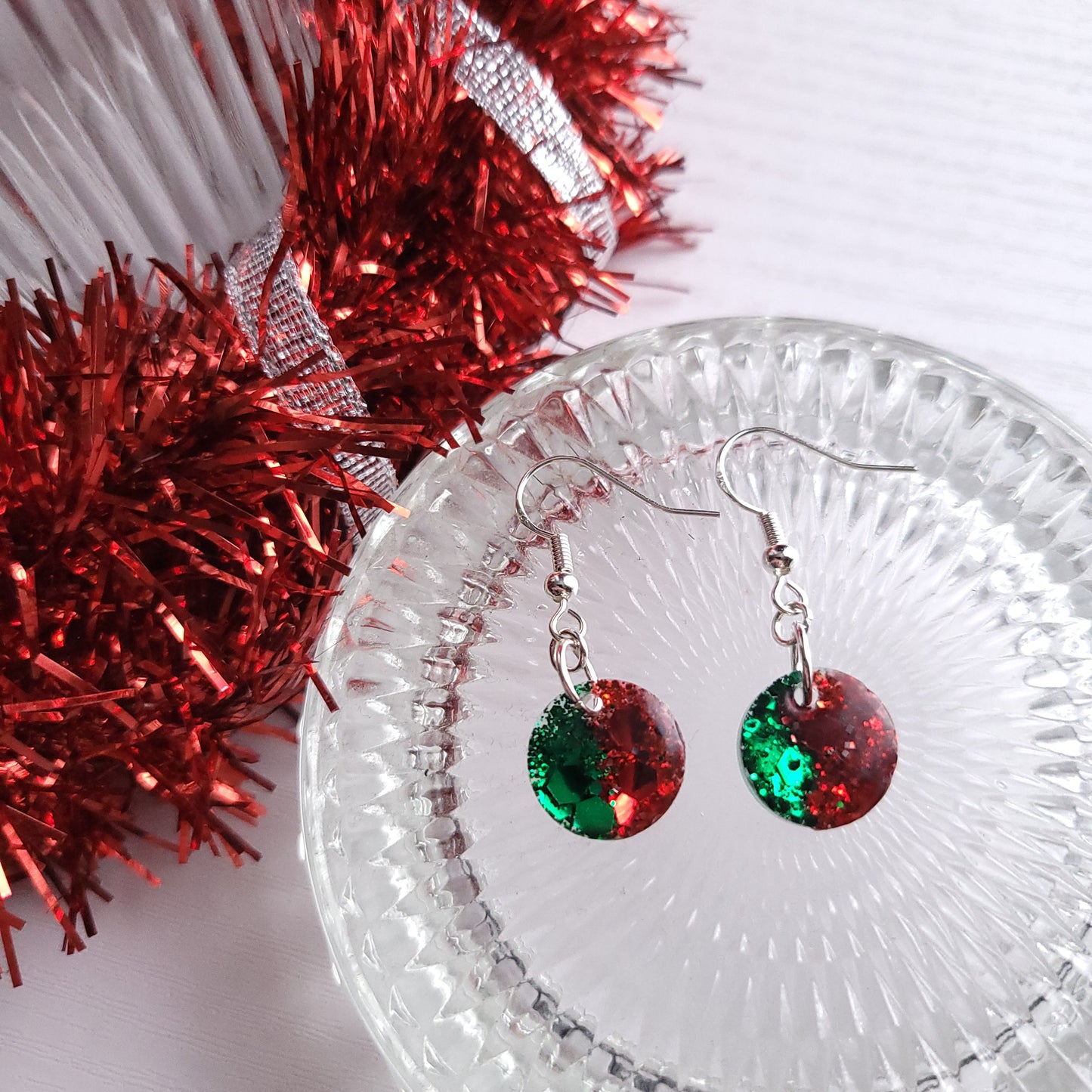 Christmas Sparkle Resin Handmade Earrings (Choose your style)